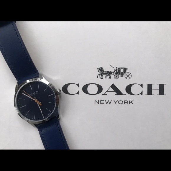 NWT COACH BAXTER WATCH 39MM W1582 NAVY BLUE - Picture 2 of 12